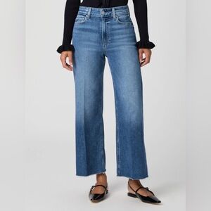 Paige Anessa Wide Leg Crop Jeans Raw Hem Light Wash High Rise Denim Women 25